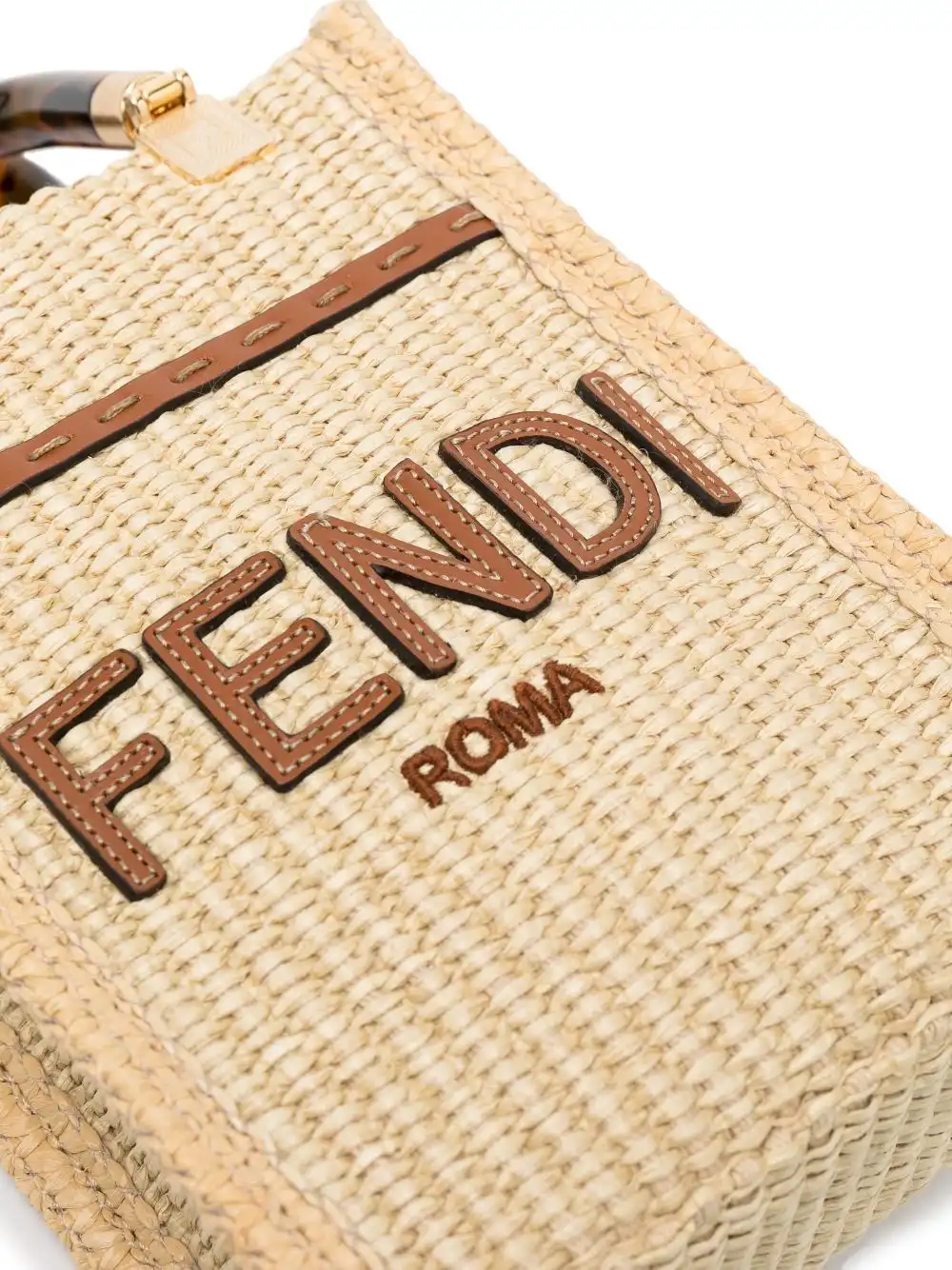 Affordable FENDI mini Sunshine raffia tote bag