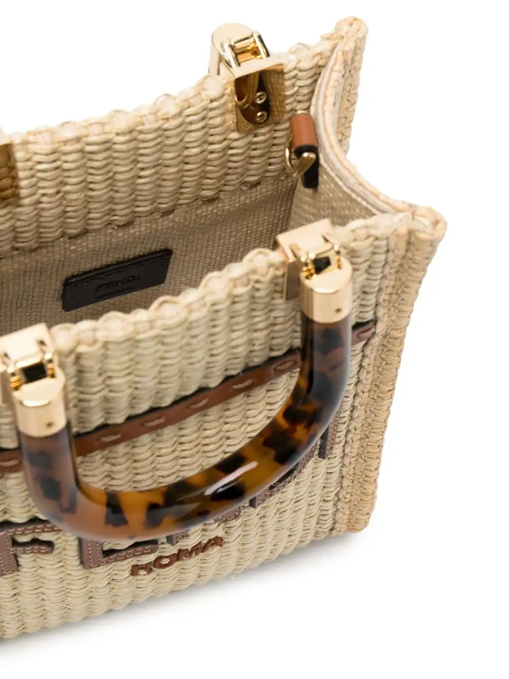 Affordable FENDI mini Sunshine raffia tote bag