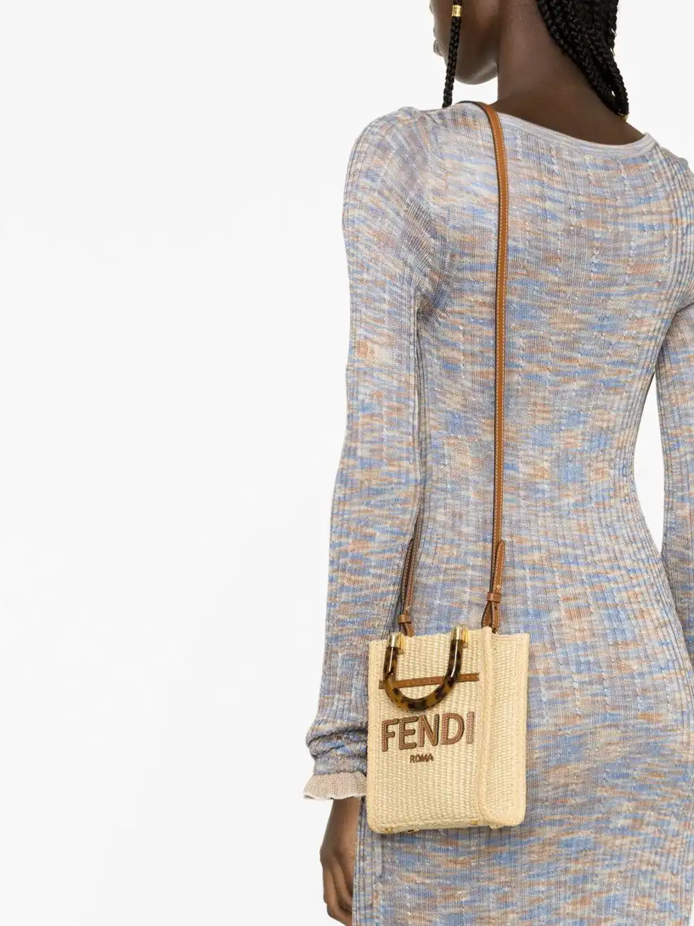 Affordable FENDI mini Sunshine raffia tote bag