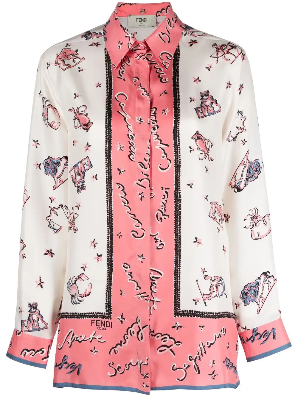 Cheap FENDI graphic-print silk shirt