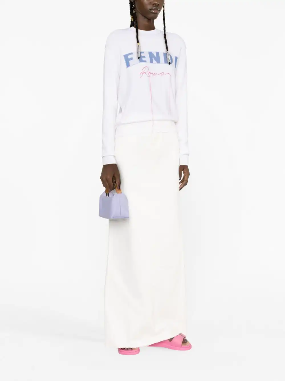 Affordable FENDI logo-print exposed-seam jumper