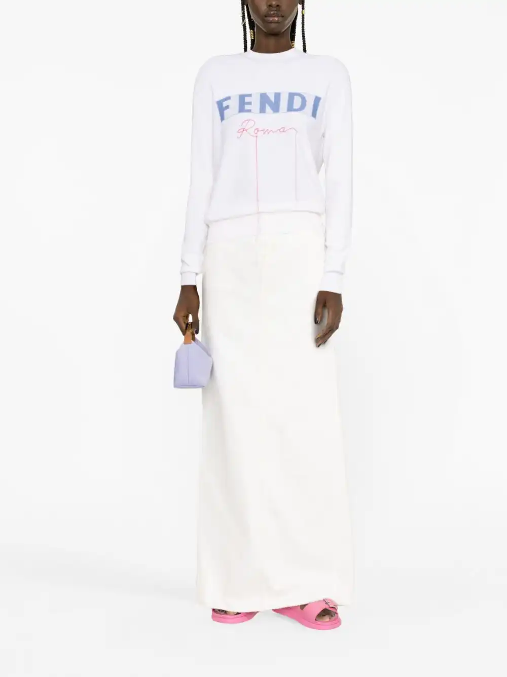 Affordable FENDI logo-print exposed-seam jumper