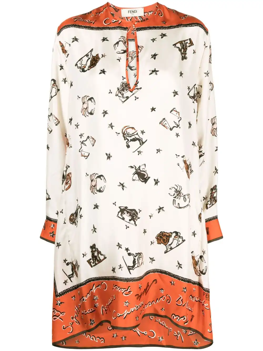 Affordable FENDI Astrology-print silk kaftan dress