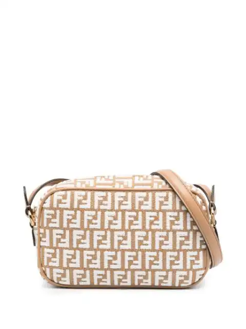 Affordable FENDI FF monogram-embroidered raffia bag