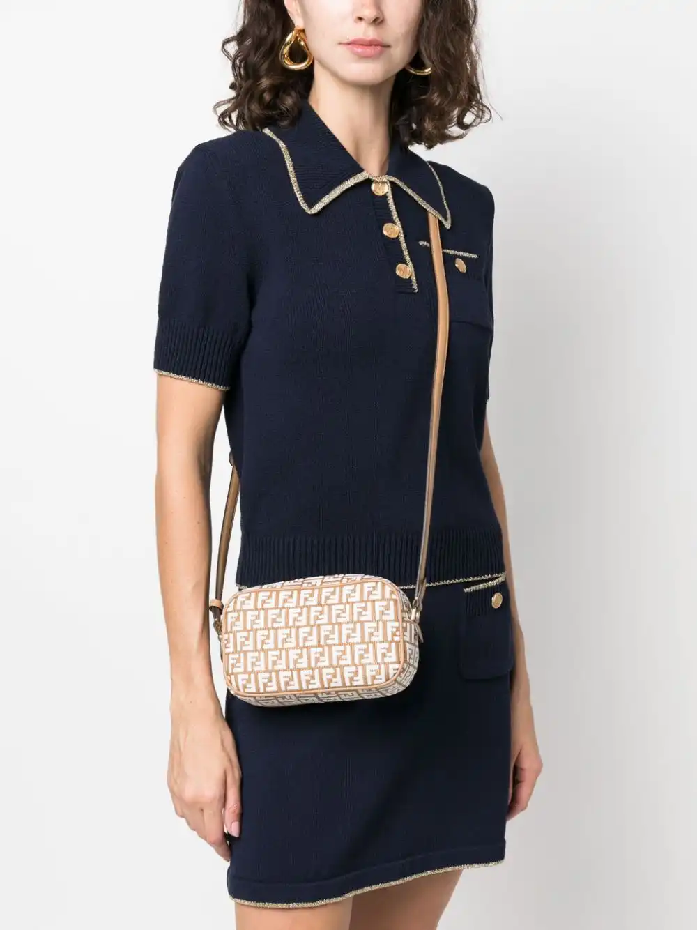 Affordable FENDI FF monogram-embroidered raffia bag