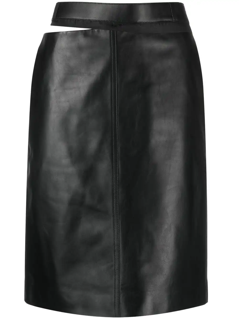 Affordable FENDI logo-waistband leather skirt