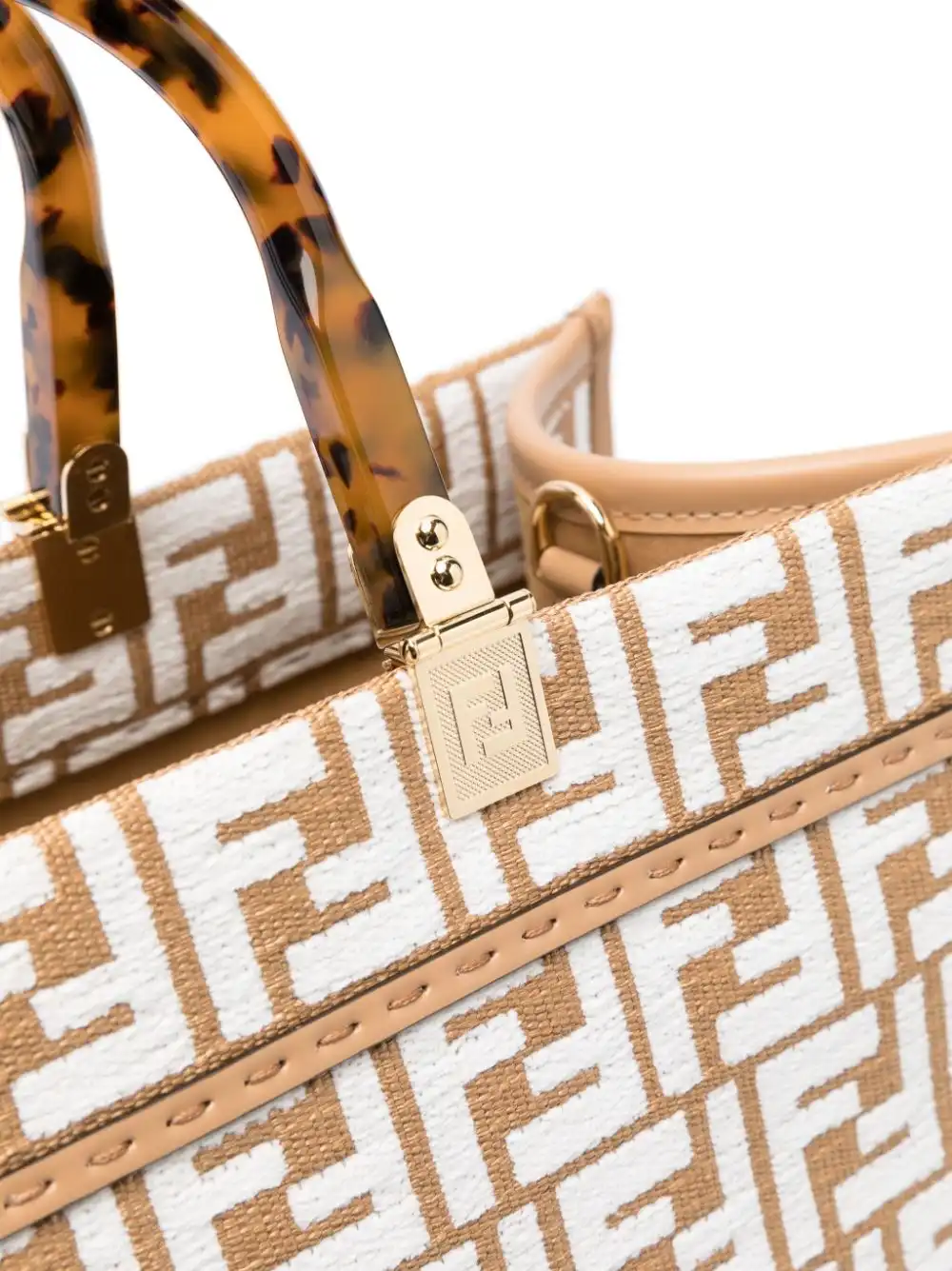 Affordable FENDI medium Sunshine raffia tote bag