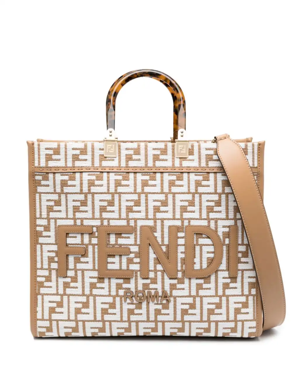 Affordable FENDI medium Sunshine raffia tote bag