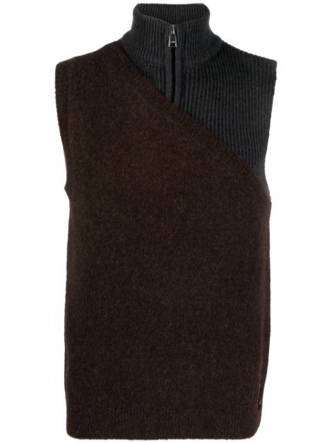 FENDI panelled ribbed zipped vest