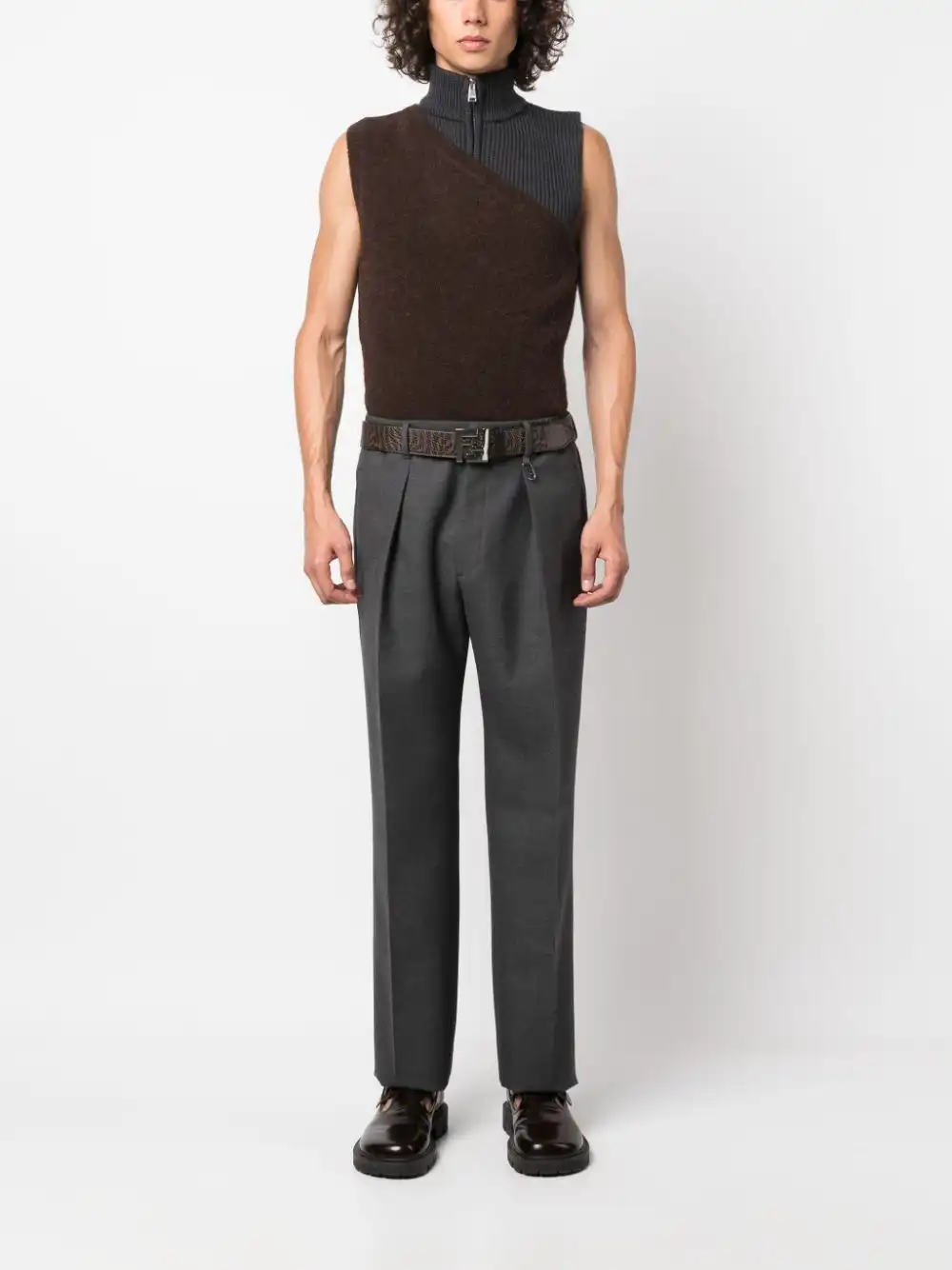 Cheap FENDI panelled ribbed zipped vest