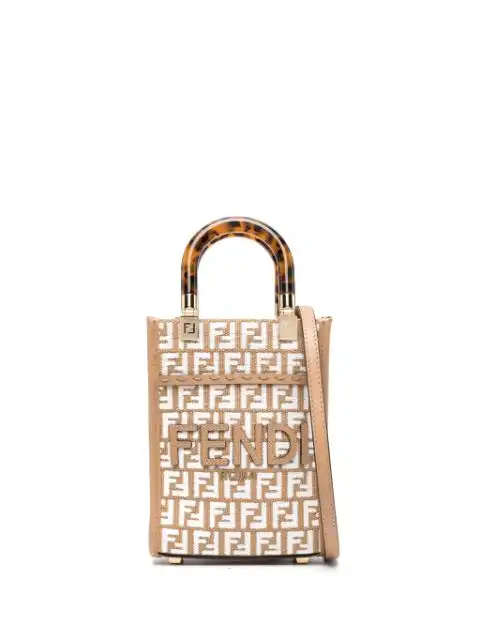 Affordable FENDI Zucca mini logo patch handbag