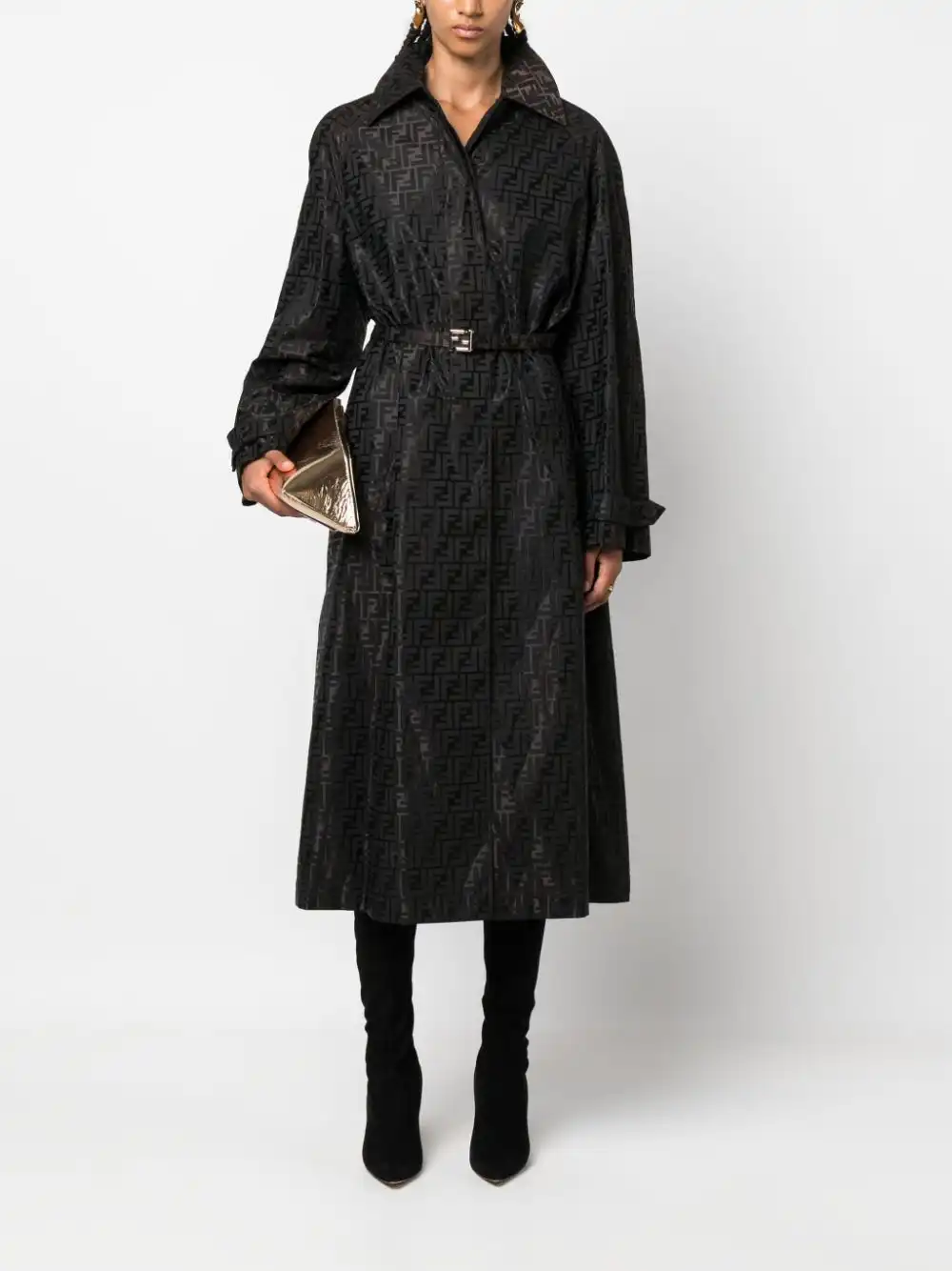 Cheap FENDI FF jacquard trench coat