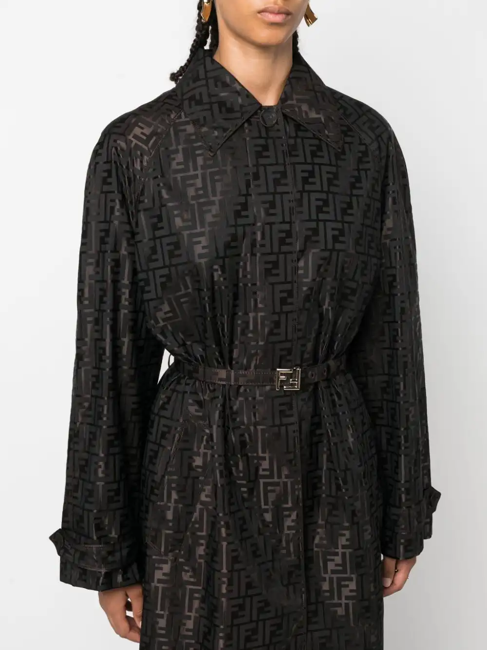 Cheap FENDI FF jacquard trench coat