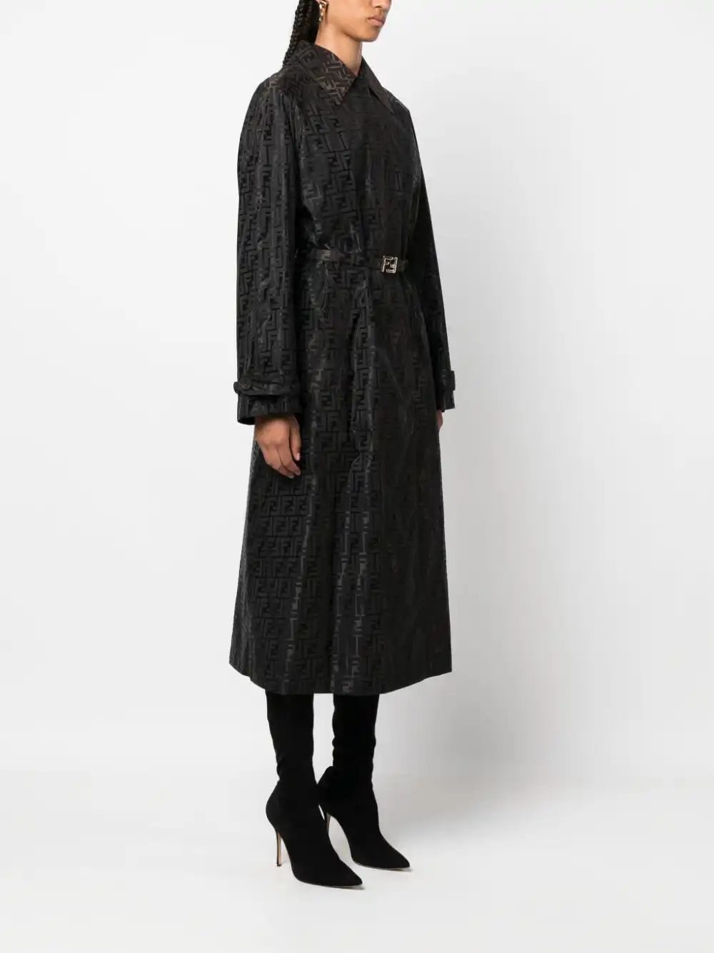 Cheap FENDI FF jacquard trench coat