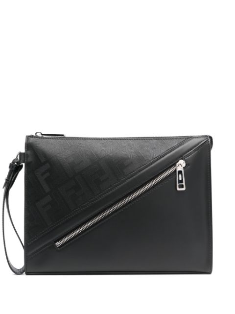 FENDI Shadow Diagonal leather clutch bag