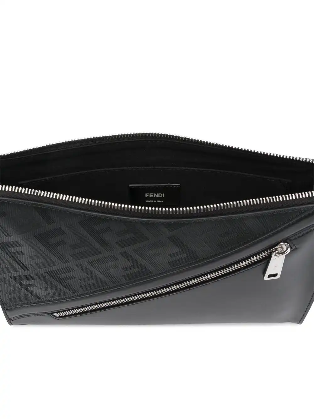 Affordable FENDI Shadow Diagonal leather clutch bag