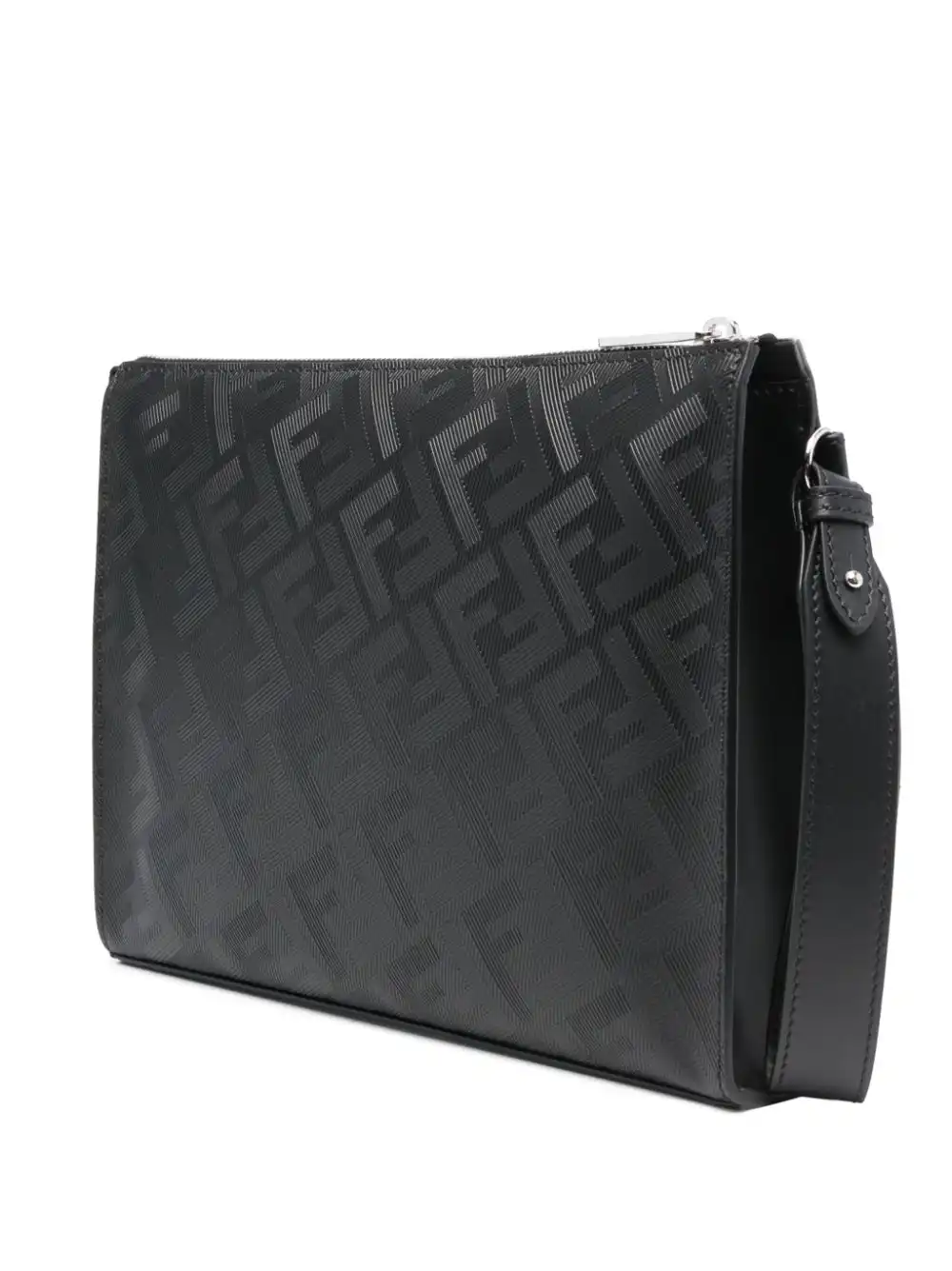 Affordable FENDI Shadow Diagonal leather clutch bag