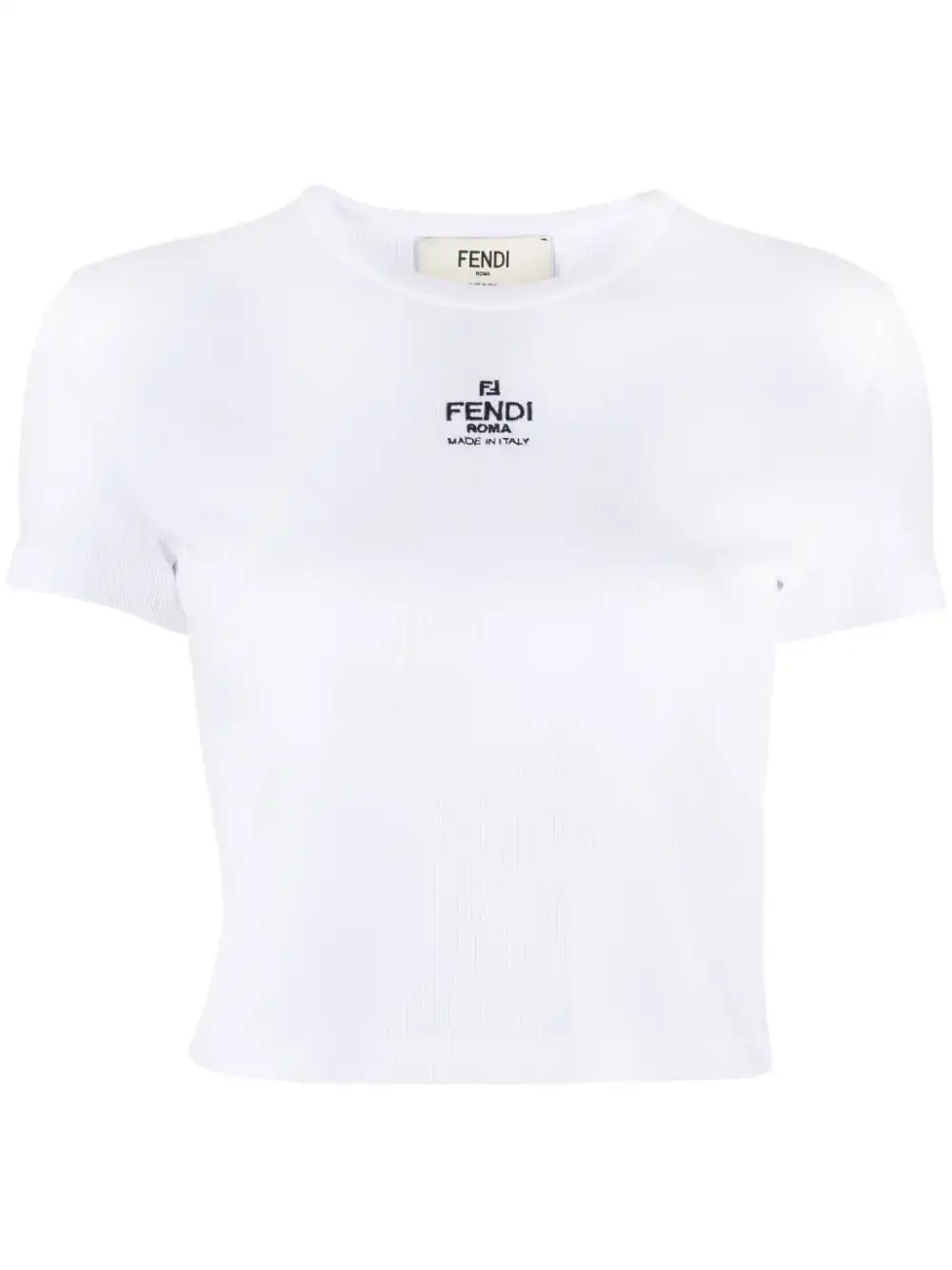 Cheap FENDI logo-embroidered ribbed T-shirt