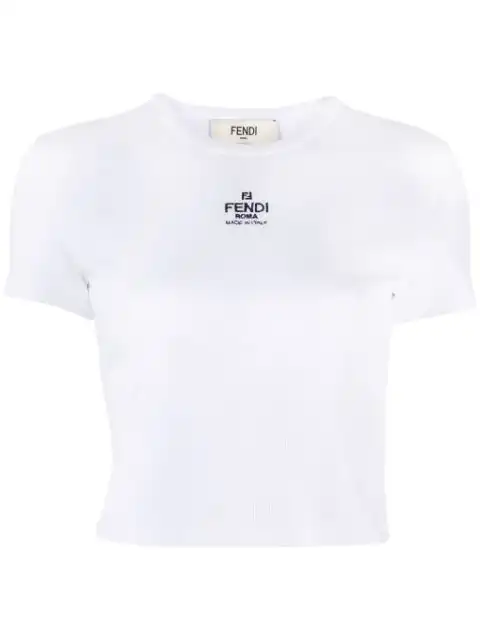 FENDI logo-embroidered ribbed T-shirt