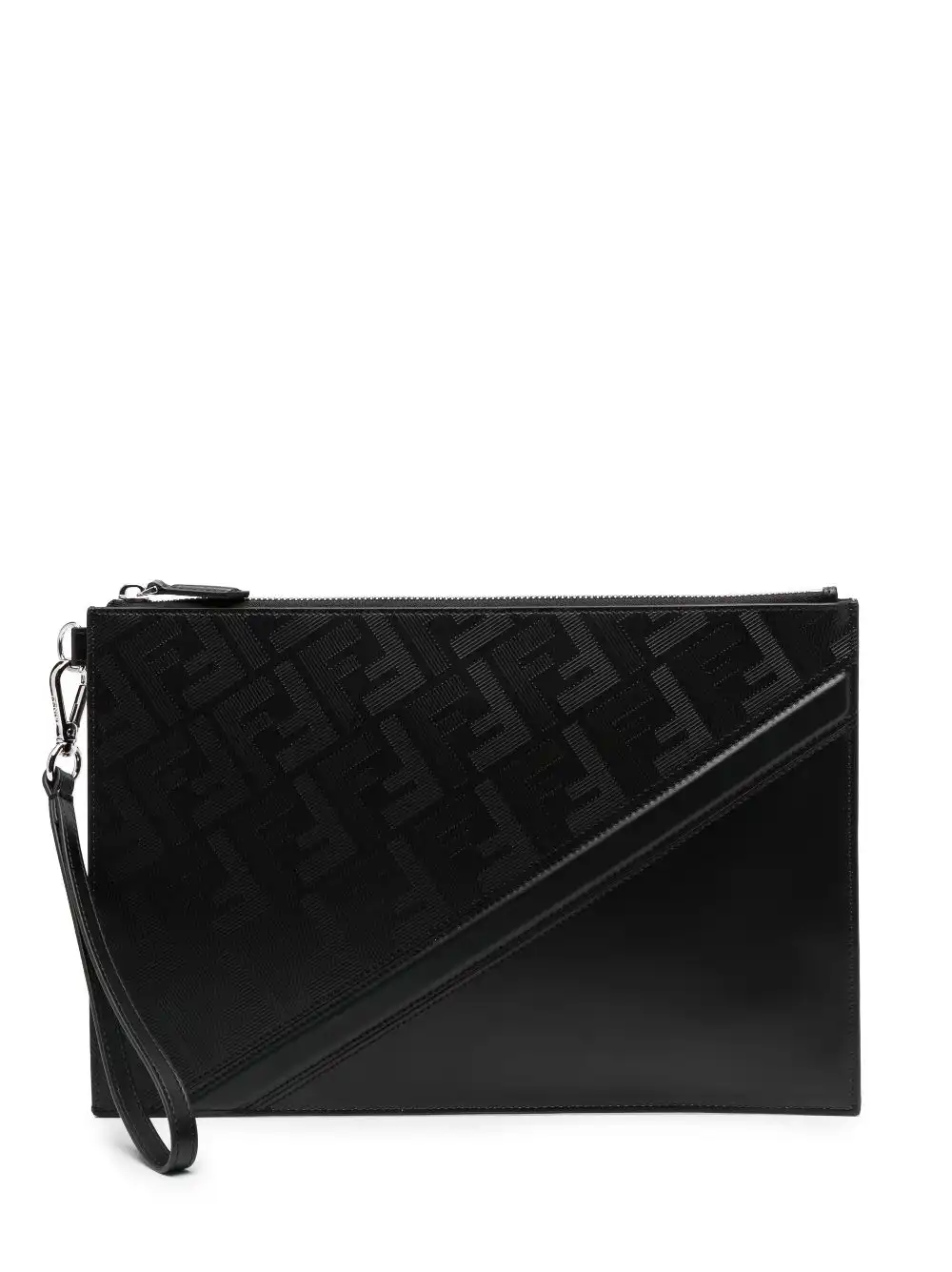 Affordable FENDI FF-pattern leather clutch bag