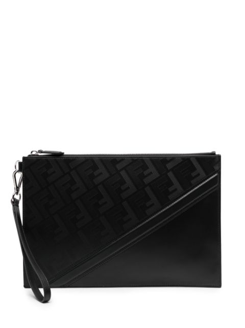 FENDI FF-pattern leather clutch bag