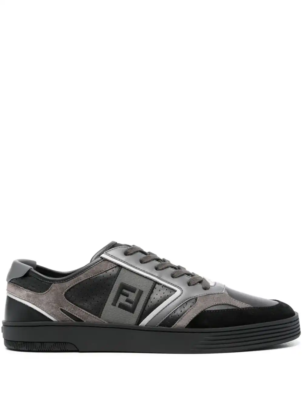 Affordable FENDI FF-embroidered lace-up sneakers