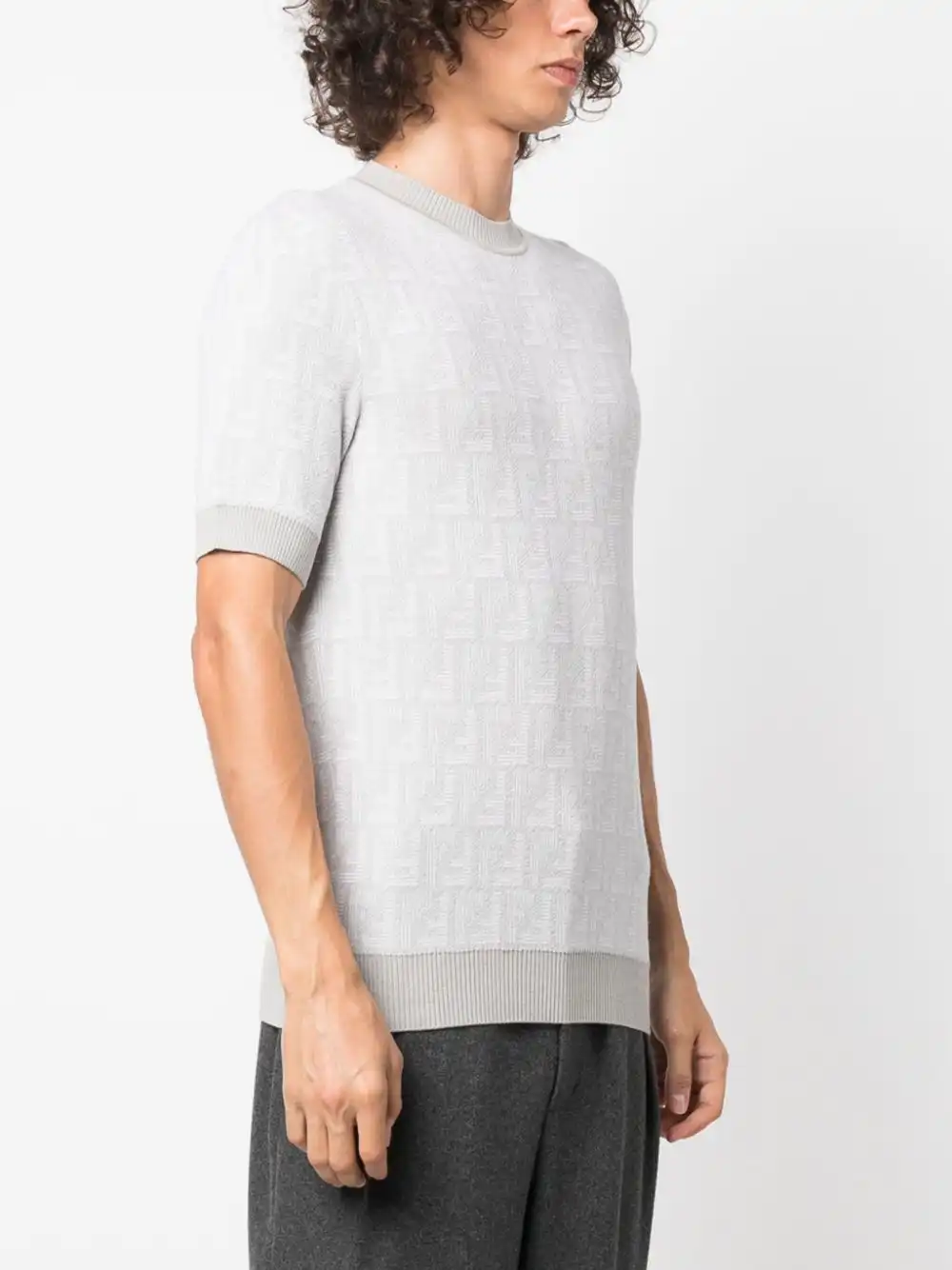 Affordable FENDI Fendi Shadow-intarsia knit T-shirt