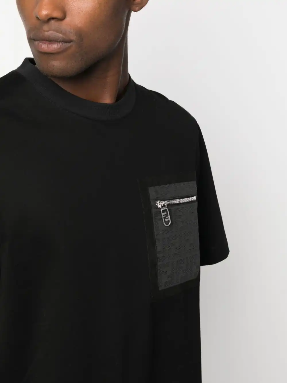 Affordable FENDI FF-monogram pocket cotton T-shirt