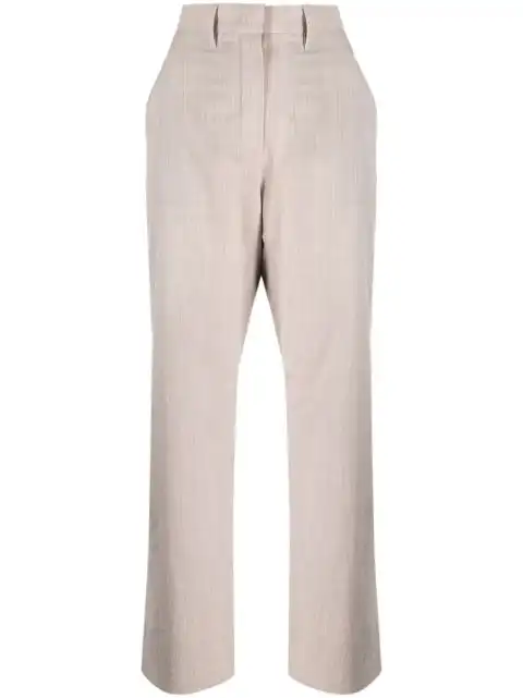 FENDI melange-effect straight-leg wool trousers