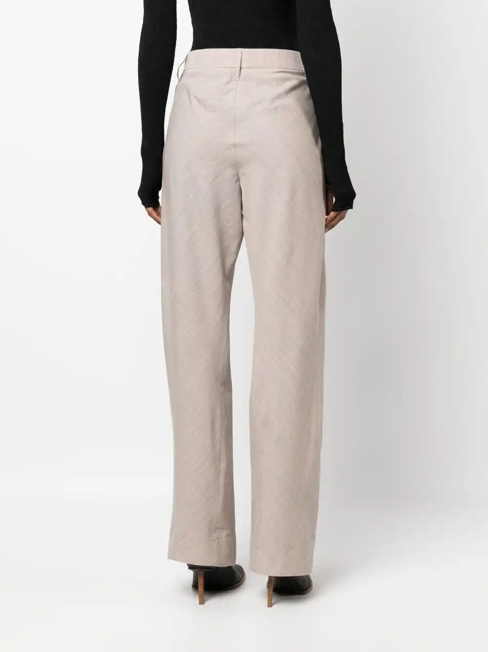 Cheap FENDI melange-effect straight-leg wool trousers