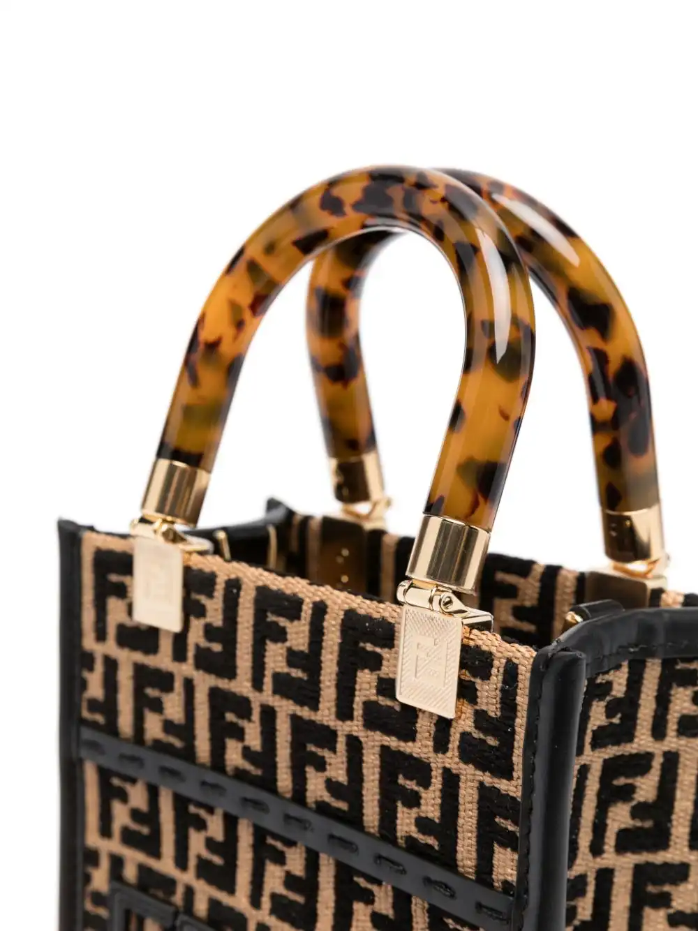 Affordable FENDI FF-motif raffia crossbody bag