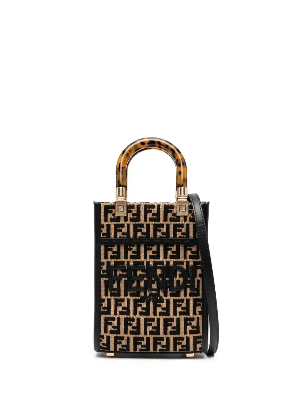 Affordable FENDI FF-motif raffia crossbody bag