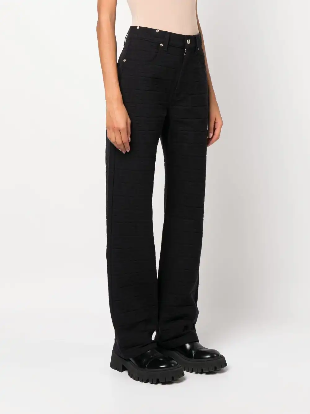 Affordable FENDI logo-jacquard straight-leg cotton trousers