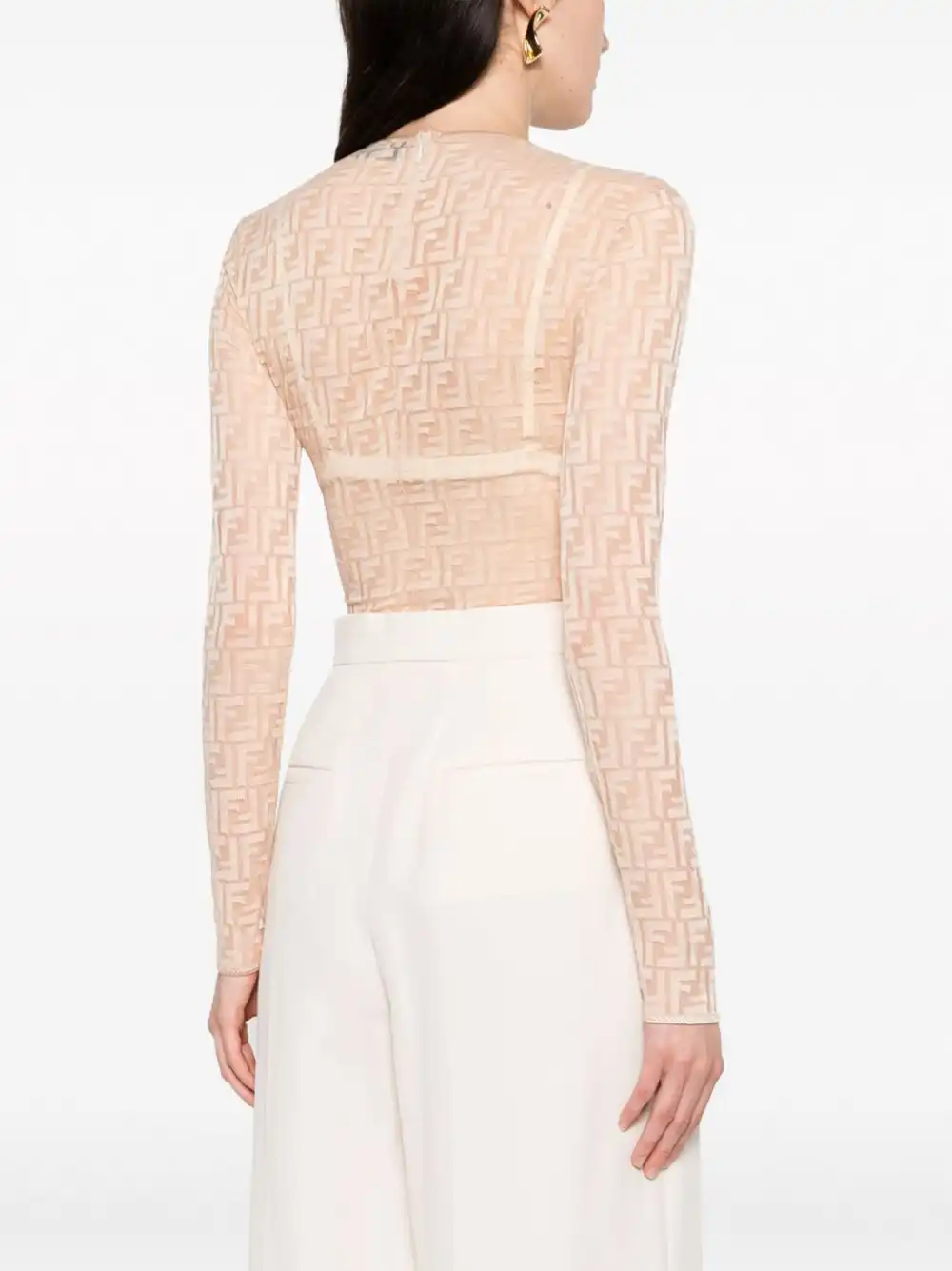 Affordable FENDI monogram-jacquard mesh bodysuit