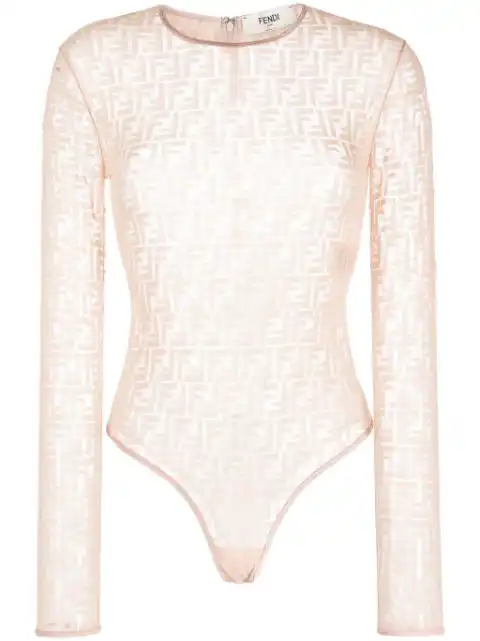 FENDI monogram-jacquard mesh bodysuit