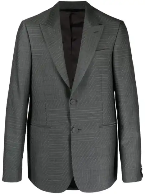 FENDI striped single-breasted wool blazer