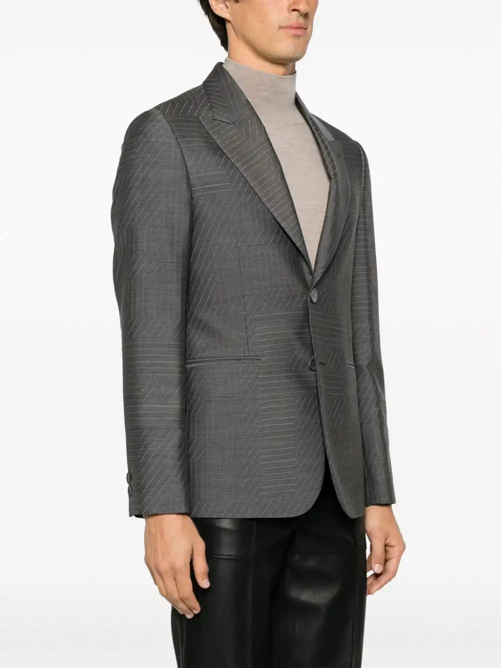 Cheap FENDI striped single-breasted wool blazer