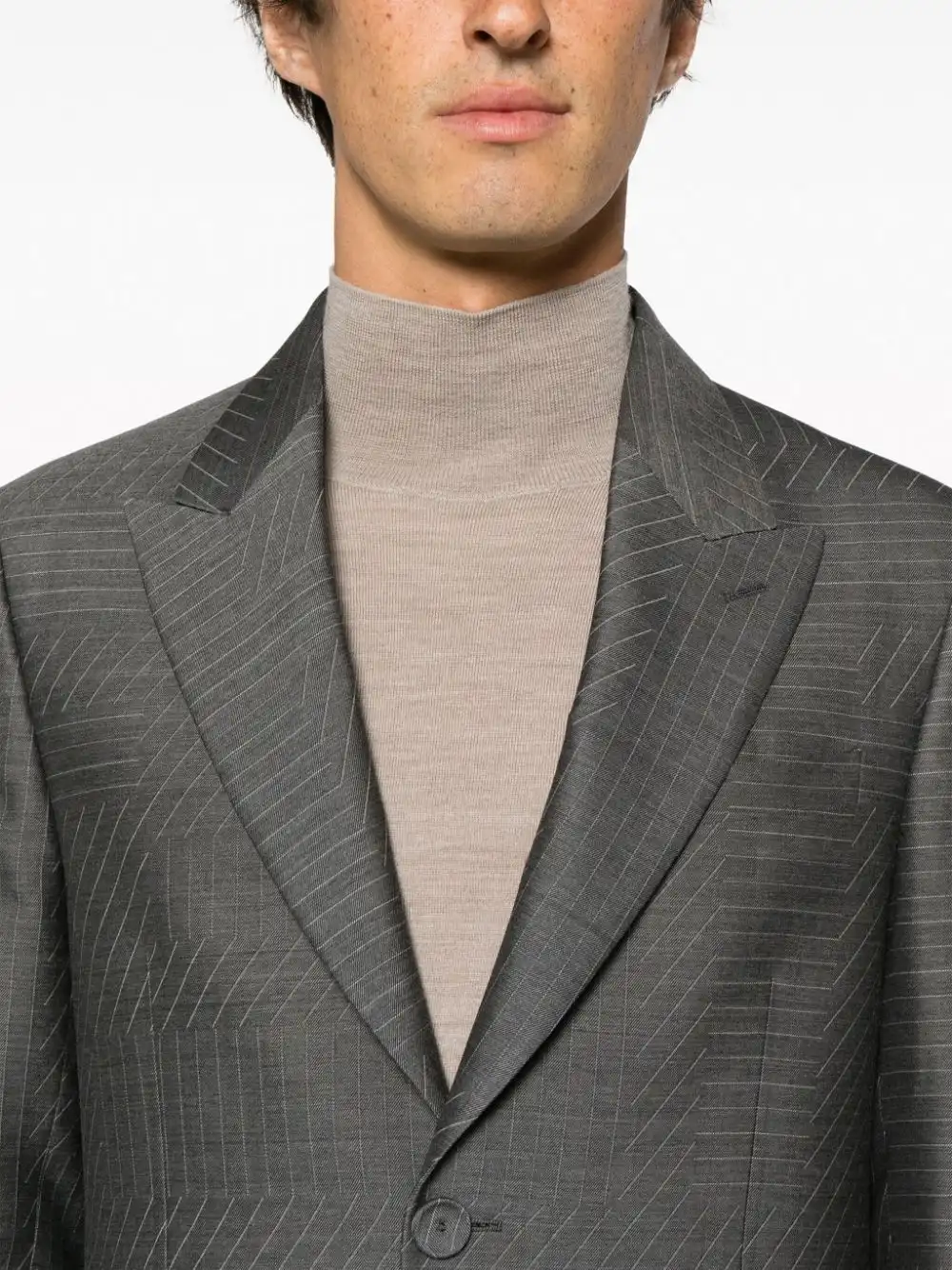 Cheap FENDI striped single-breasted wool blazer