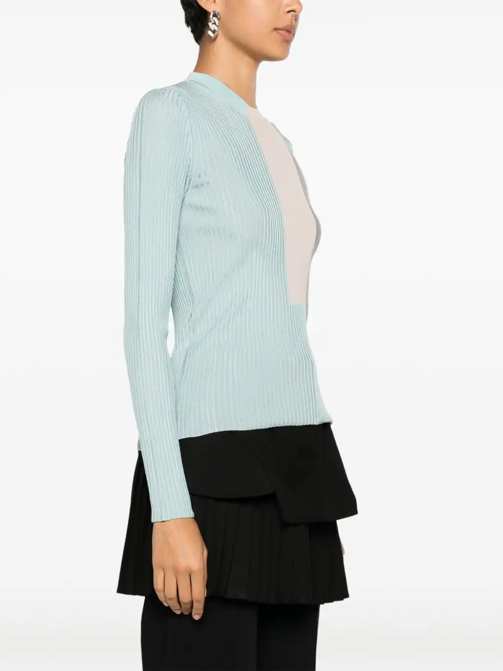 Cheap FENDI colour-block ribbed-knit silk-blend top