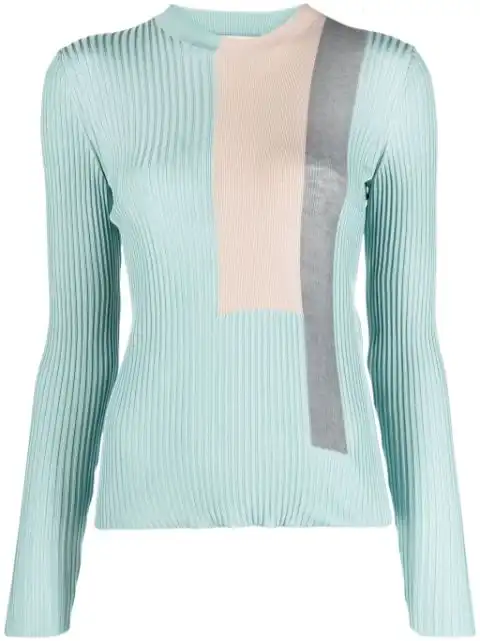 Cheap FENDI colour-block ribbed-knit silk-blend top