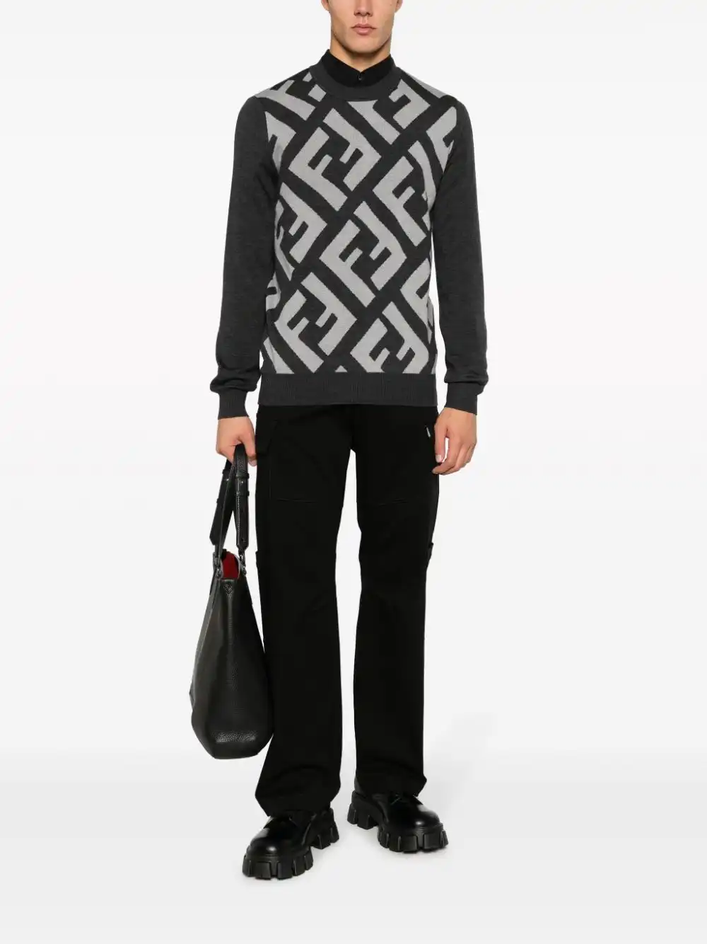 Cheap FENDI FF-jacquard wool jumper