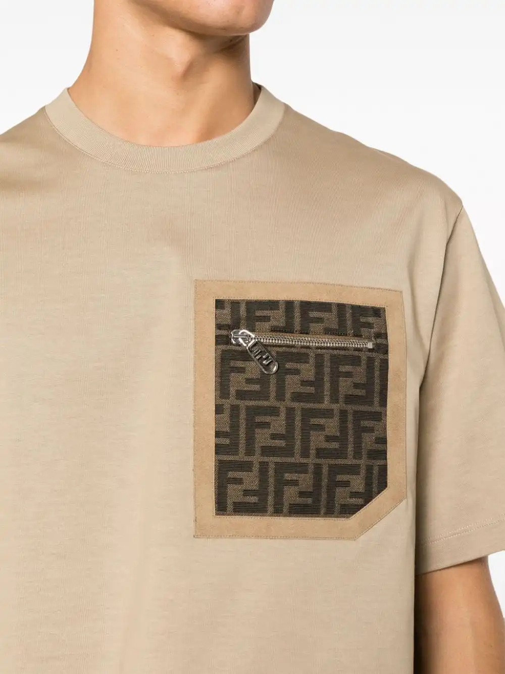 Cheap FENDI FF-motif patch-pocket T-shirt