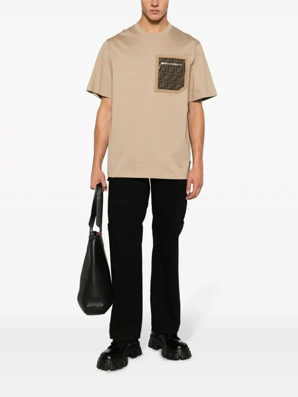 Cheap FENDI FF-motif patch-pocket T-shirt