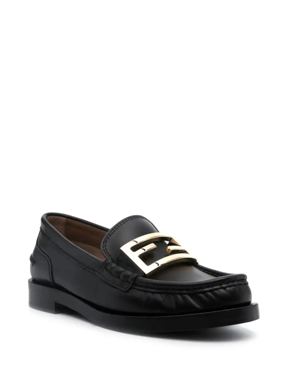 Cheap FENDI FF logo-plaque leather loafers