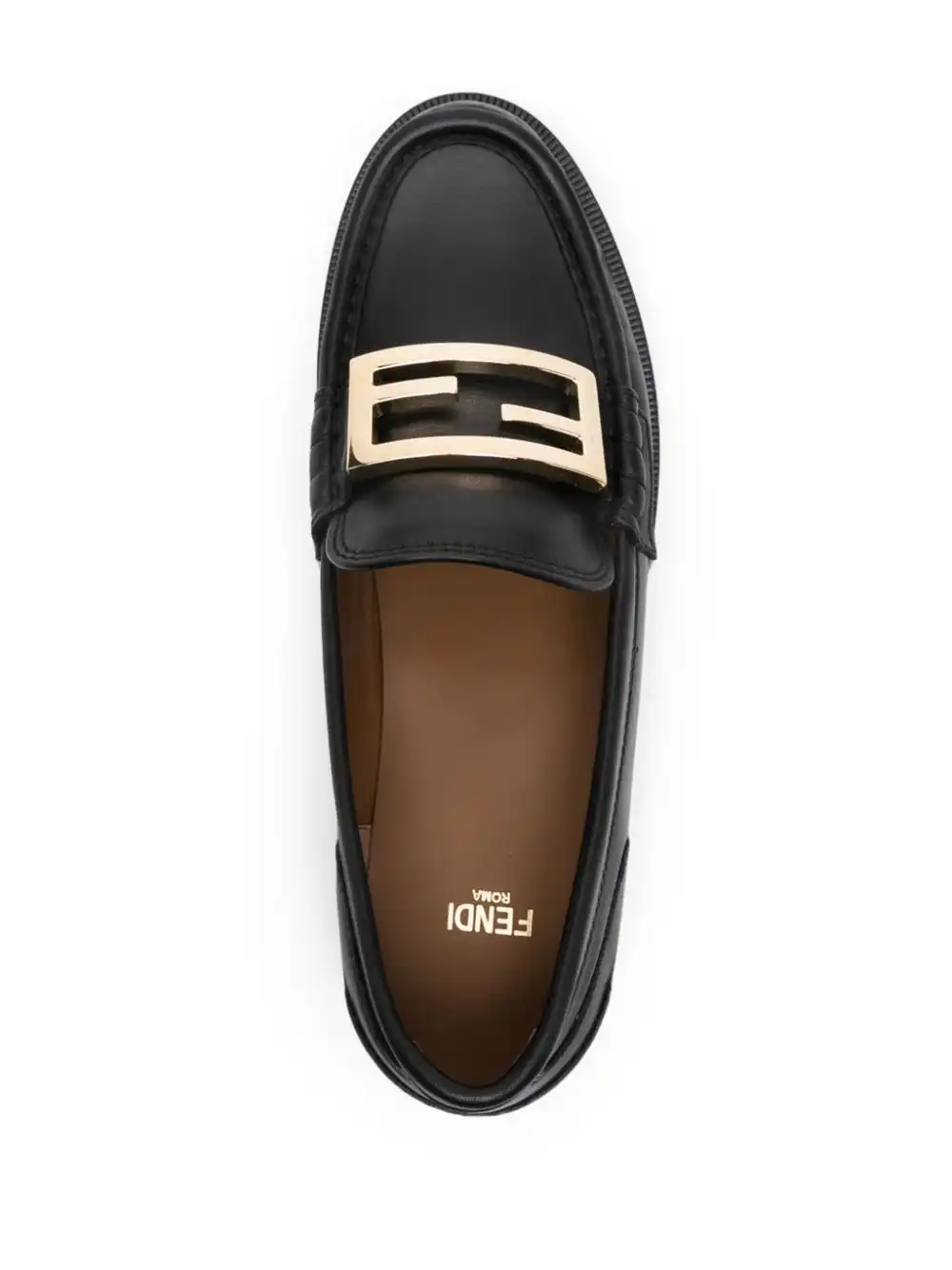 Cheap FENDI FF logo-plaque leather loafers