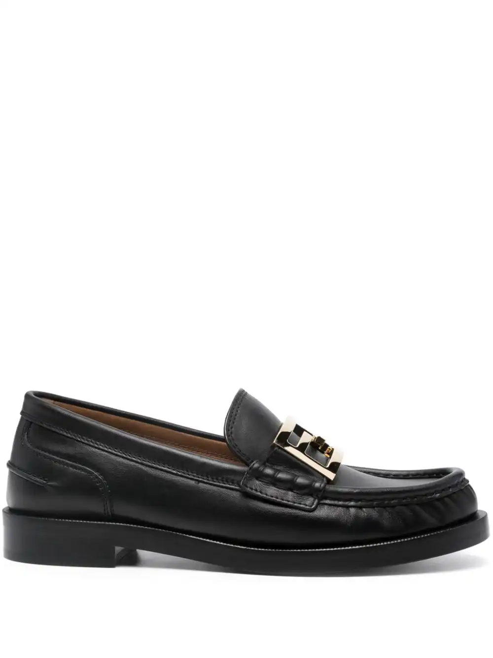 Cheap FENDI FF logo-plaque leather loafers