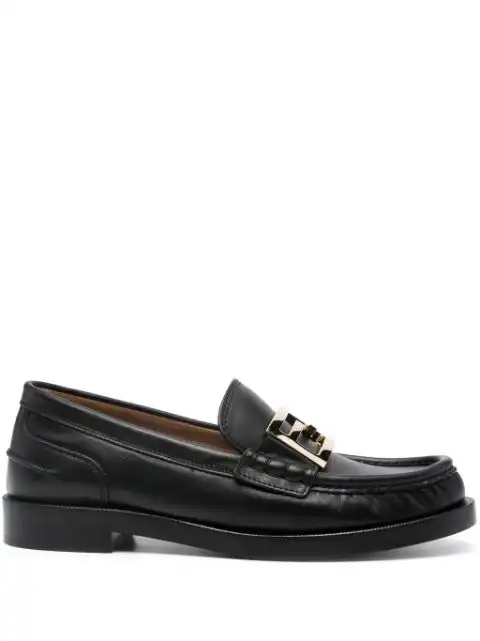 FENDI FF logo-plaque leather loafers