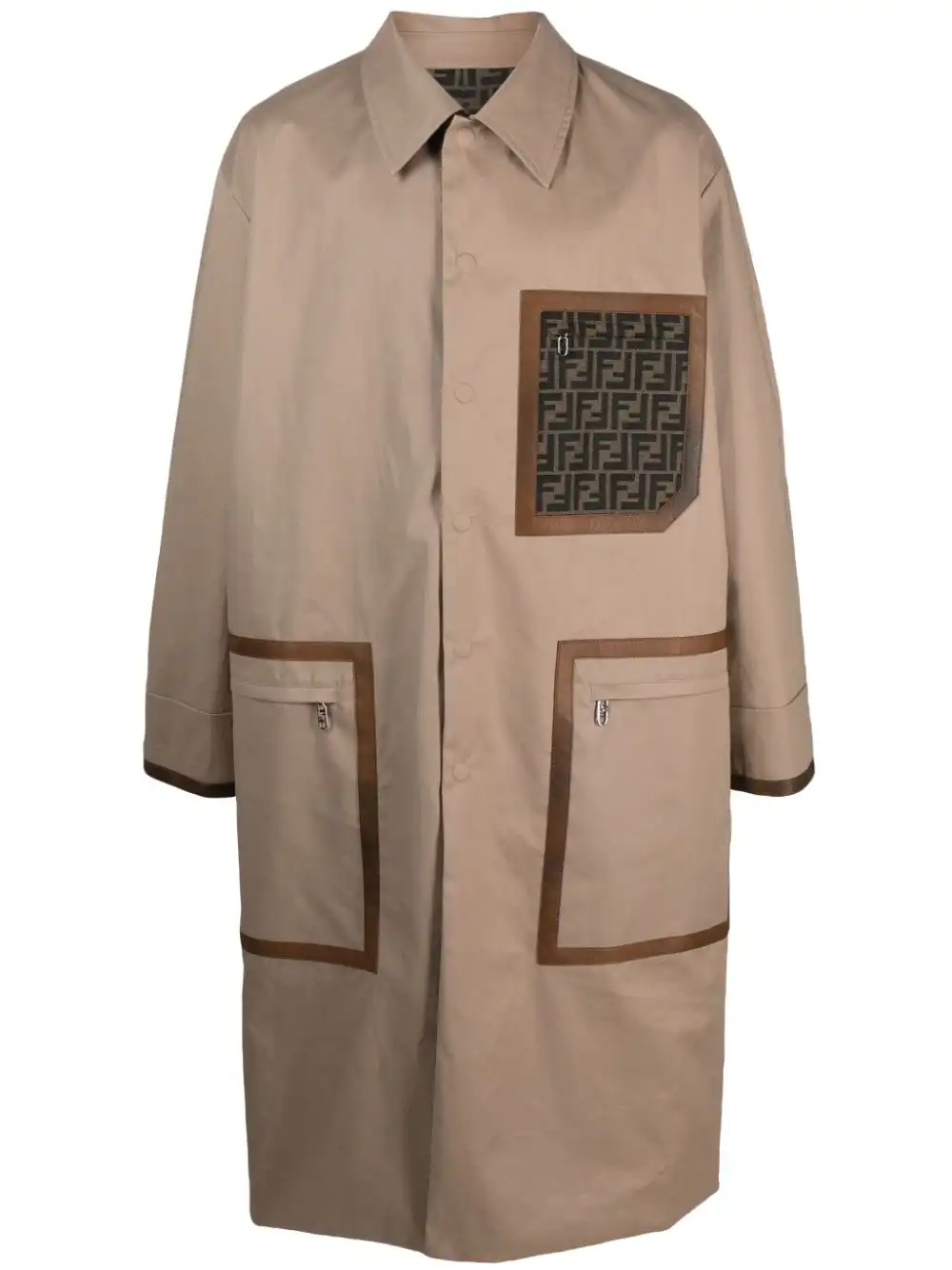 Cheap FENDI button-up mid-length trench coat