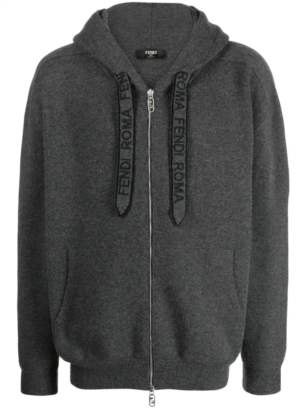 Cheap FENDI logo-embroidered hooded cashmere cardigan