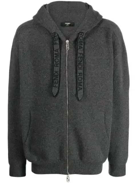 FENDI logo-embroidered hooded cashmere cardigan